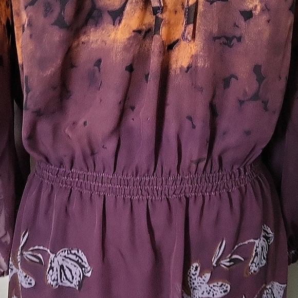 Max Studio Sheer Tunic Floral Womens Orange & Purple Dess Size Small - Picture 7 of 10